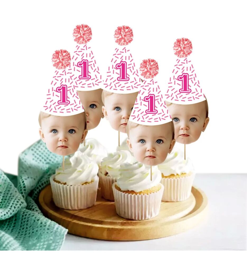 Fotograflı Cupcake Süs Pembe 10 Adet